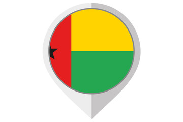 Flag Illustration inside a pointed of the country of Guinea Biss