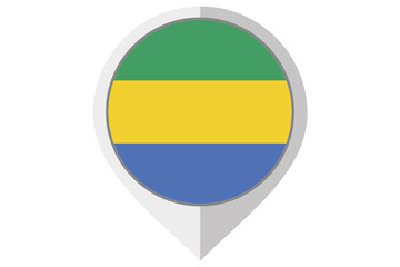 Flag Illustration inside a pointed of the country of Gabon
