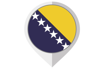 Flag Illustration inside a pointed of the country of Bosnia