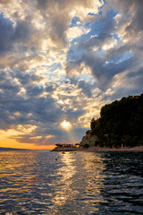 Fototapeta na wymiar Sunset on the Croatian beach