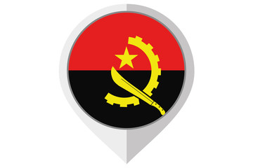 Flag Illustration inside a pointed of the country of Angola