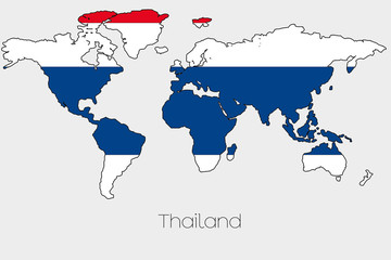 Flag Illustration inside the shape of a world map of the country