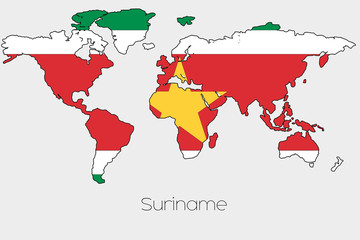 Flag Illustration inside the shape of a world map of the country