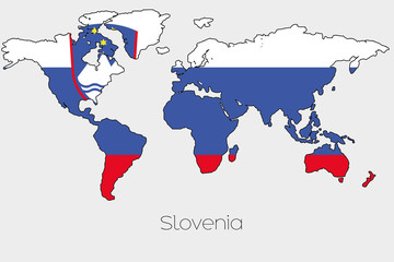 Fototapeta premium Flag Illustration inside the shape of a world map of the country