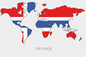 Flag Illustration inside the shape of a world map of the country
