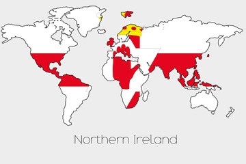 Flag Illustration inside the shape of a world map of the country