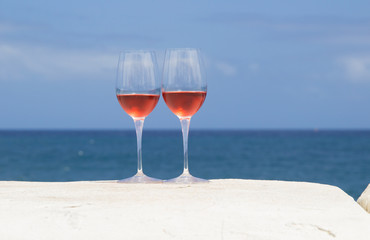 two glasses of rose wine
