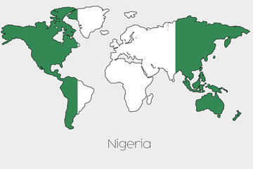 Flag Illustration inside the shape of a world map of the country