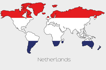 Flag Illustration inside the shape of a world map of the country