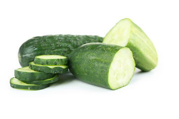 Fresh cucumbers isolated on white