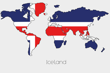 Fototapeta premium Flag Illustration inside the shape of a world map of the country
