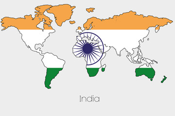 Flag Illustration inside the shape of a world map of the country