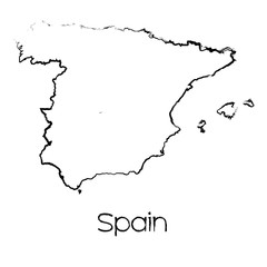 Scribbled Shape of the Country of Spain