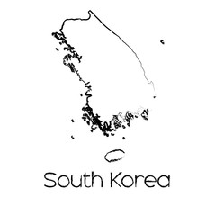 Obraz premium Scribbled Shape of the Country of South Korea