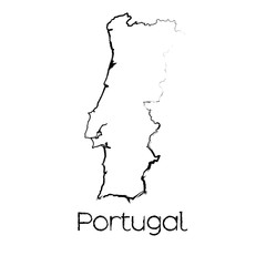 Scribbled Shape of the Country of Portugal