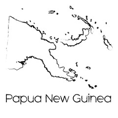 Scribbled Shape of the Country of Papua New Guinea