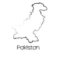 Scribbled Shape of the Country of Pakistan