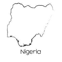 Scribbled Shape of the Country of Nigeria