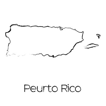 Scribbled Shape of the Country of Puerto Rico