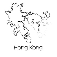 Scribbled Shape of the Country of Hong Kong