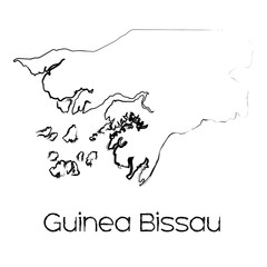 Scribbled Shape of the Country of Guinea Bissau