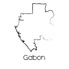 Scribbled Shape of the Country of Gabon