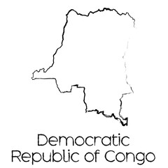 Obraz premium Scribbled Shape of the Country of Democratic Republic of Congo