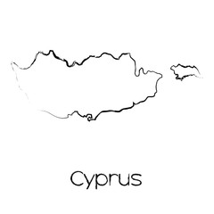 Scribbled Shape of the Country of Cyprus