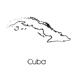Scribbled Shape of the Country of Cuba
