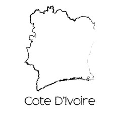 Scribbled Shape of the Country of Cote Divoire