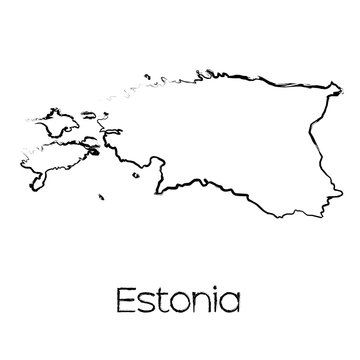 Scribbled Shape of the Country of Estonia
