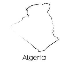 Scribbled Shape of the Country of Algeria