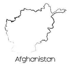 Scribbled Shape of the Country of Afghanistan