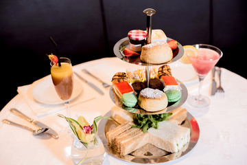 Close up of served desert in restaurant