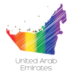 LGBT Coloured Scribbled Shape of the Country of United Arab Emir