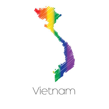 LGBT Coloured Scribbled Shape of the Country of Vietnam