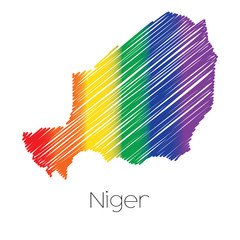 LGBT Coloured Scribbled Shape of the Country of Niger