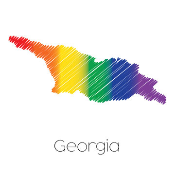 LGBT Coloured Scribbled Shape of the Country of Georgia