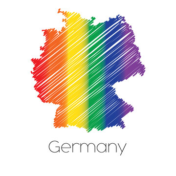 LGBT Coloured Scribbled Shape of the Country of Germany