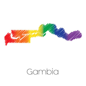 LGBT Coloured Scribbled Shape of the Country of Gambia