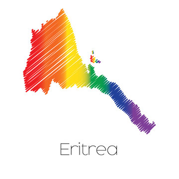 LGBT Coloured Scribbled Shape of the Country of Eritrea