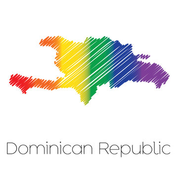 LGBT Coloured Scribbled Shape of the Country of Dominican Republ