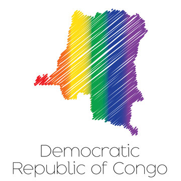 LGBT Coloured Scribbled Shape of the Country of Democratic Repub