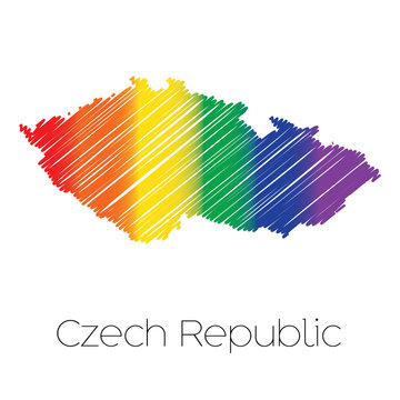 LGBT Coloured Scribbled Shape of the Country of Czech Republic