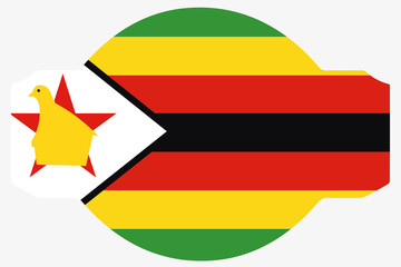 Flag Illustration within a Sign of the country of Zimbabwe
