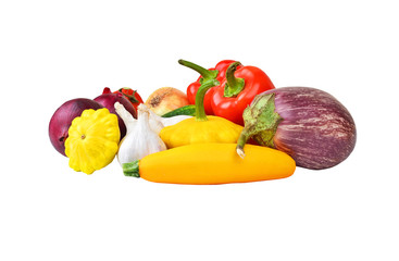 Autumnal vegetable mix, isolated on white background