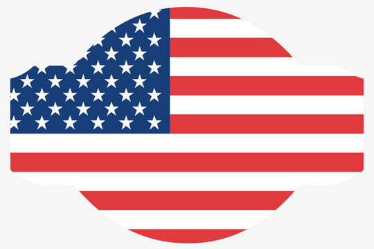 Flag Illustration within a Sign of the country of United States