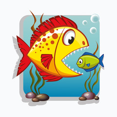 Big fish absorbs small fish