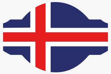 Flag Illustration within a Sign of the country of  Iceland