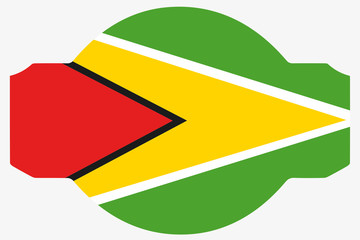 Flag Illustration within a Sign of the country of  Guyana